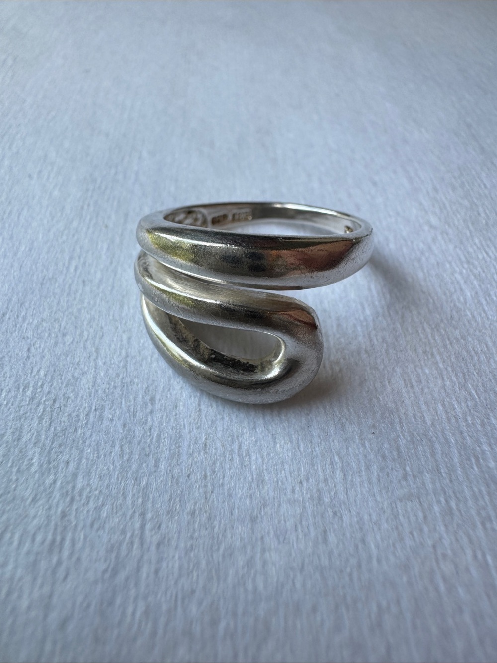 Sterling Silver 925 Chunky Bypass Ring Stamped Size 8